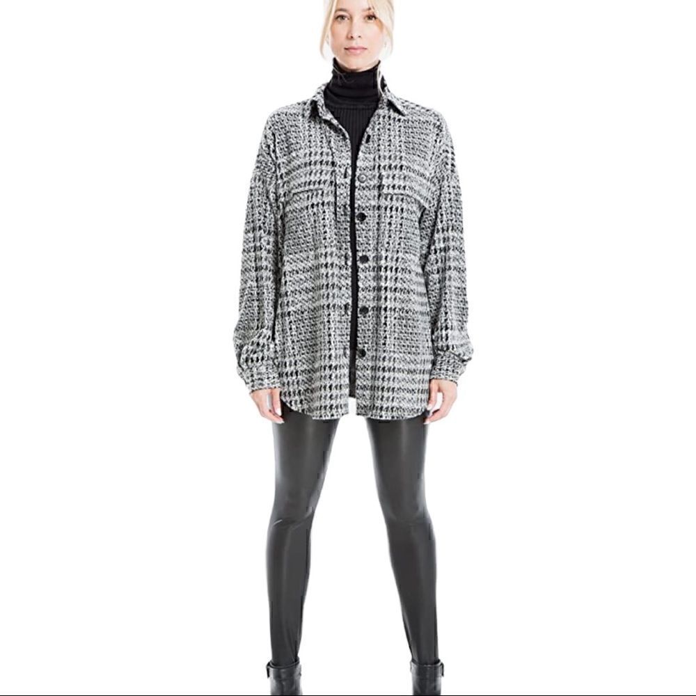Max Studio houndstooth Shacket Top Jacket - Picture 4 of 6
